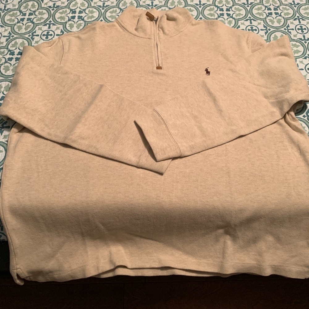 Polo pullover half zipper sweater Tan